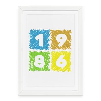 40th Birthday Colored Patches since 06/1986 - Framed poster (27 × 37 cm) - white - Front
