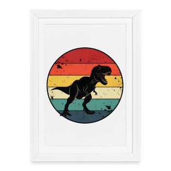 T-shirt Dinosaure T-Rex Vintage - Design Rétro  - Affiche encadrée (27 × 37 cm) - blanc - Devant
