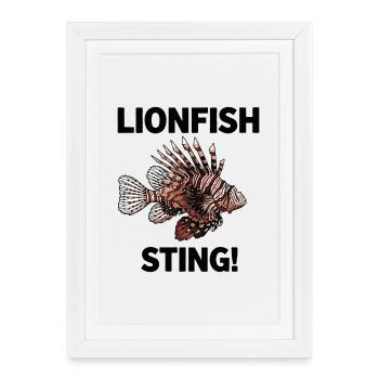Rascasse Volante Lionfish Danger Sting Noir - Affiche encadrée (27 × 37 cm) - blanc - Devant