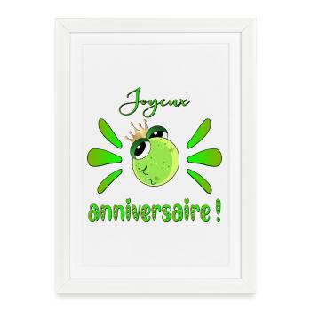 Joyeux anniversaire Grenouille - Affiche encadrée (27 × 37 cm) - blanc - Devant