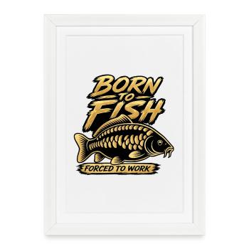 Né dans la pêche, forcé de travailler dans la conception de carpes - Affiche encadrée (27 × 37 cm) - blanc - Devant