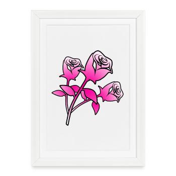Roses - Affiche encadrée (27 × 37 cm) - blanc - Devant