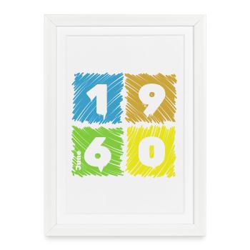 66. Geburtstag Farbige Patches since 06/1960 - Framed poster (27 × 37 cm) - white - Front