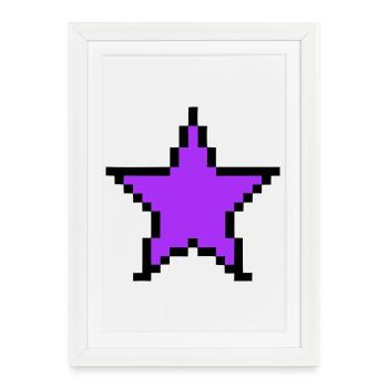 Mise sous tension 8 bits Pixel Star - Affiche encadrée (27 × 37 cm) - blanc - Devant