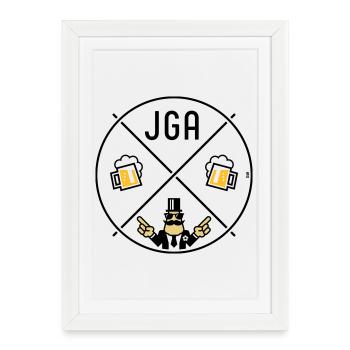 Bachelor Party Groom Hand Signal Beer Circle Symbol POS 3C - Framed poster (27 × 37 cm) - white - Front