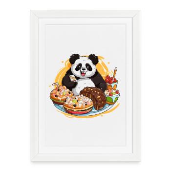 Panda Dessert Feast - Framed poster (27 × 37 cm) - white - Front