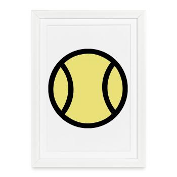 Grande balle de tennis icône pop art - Affiche encadrée (27 × 37 cm) - blanc - Devant