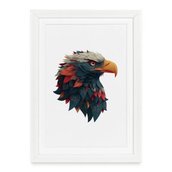 tête aigle puissant, cadeau homme fort, déterminé - Affiche encadrée (27 × 37 cm) - blanc - Devant