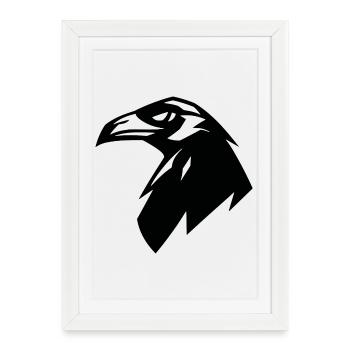 Raven, Simple Silhouette Logo - Framed poster (27 × 37 cm) - white - Front