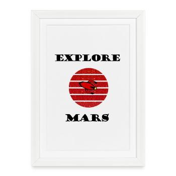 Retro rocket in the red striped circle - Framed poster (27 × 37 cm) - white - Front