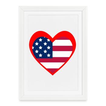 American Heart Flag – Red Patriotic Love - Affiche encadrée (27 × 37 cm) - blanc - Devant