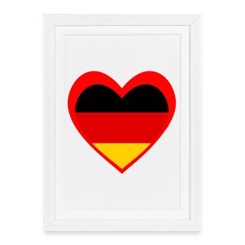 Rotes Deutschland Herzflagge – Liebe und Stolz - Affiche encadrée (27 × 37 cm) - blanc - Devant