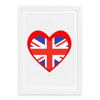 United Kingdom Heart – Love for the UK - Affiche encadrée (27 × 37 cm) - blanc - Devant