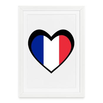 Heart French Flag Black - Framed poster (27 × 37 cm) - white - Front
