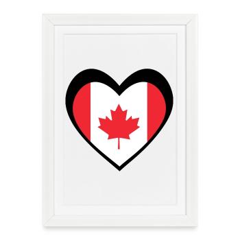 Black Maple Heart – Bold Modern Canada - Affiche encadrée (27 × 37 cm) - blanc - Devant