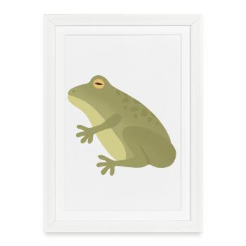 Silhouette de grenouille émeraude sur tons terreux - Affiche encadrée (27 × 37 cm) - blanc - Devant