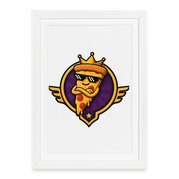 Pizza royale avec lunettes de soleil - Affiche encadrée (27 × 37 cm) - blanc - Devant