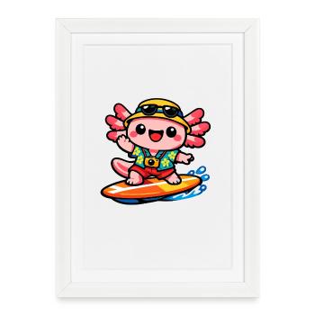 Aventure de surf héroïque de Kawaii Beach - Affiche encadrée (27 × 37 cm) - blanc - Devant