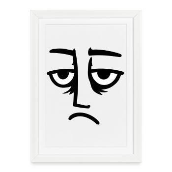 Mürrisches Trauriges Enttäuschtes Gesicht Lustig - Gerahmtes Poster (27 × 37 cm) - Weiß - Vorne
