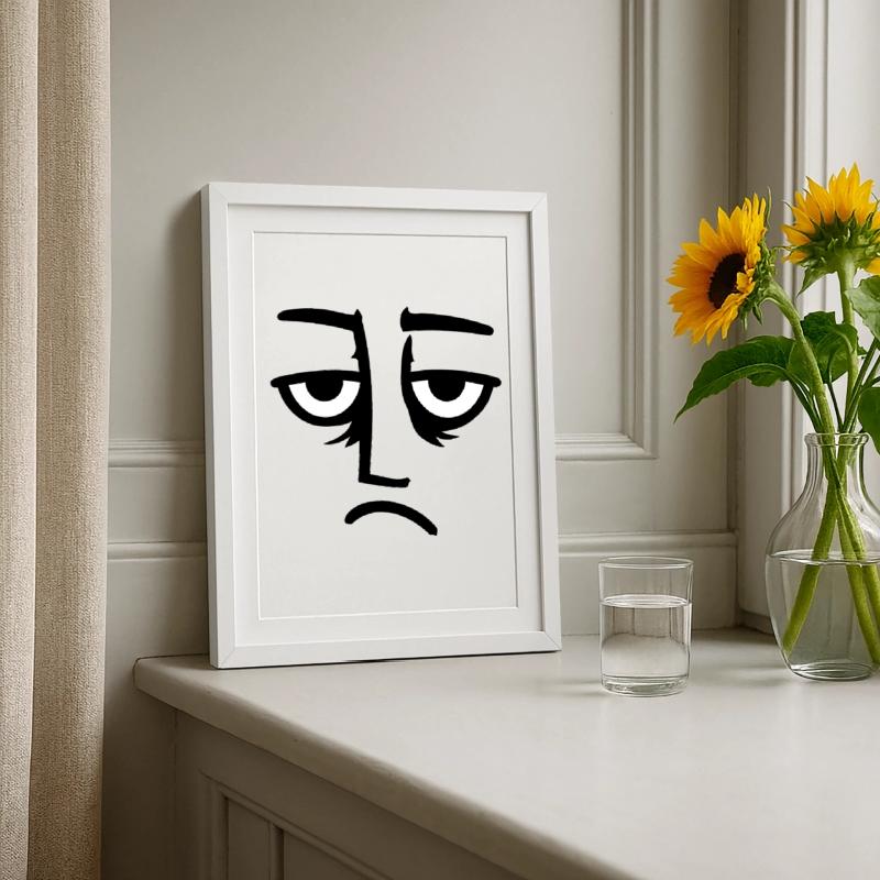 Grumpy sad disappointed face funny Framed poster (27 × 37 cm)