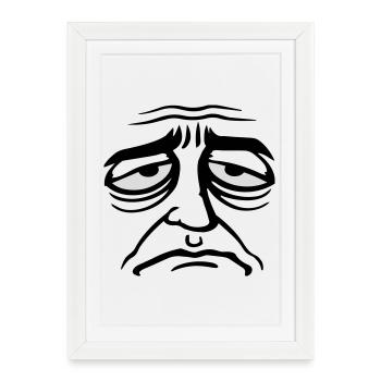 Mürrisches Trauriges Enttäuschtes Gesicht Lustig - Gerahmtes Poster (27 × 37 cm) - Weiß - Vorne