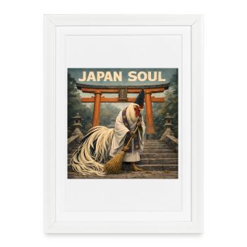 Design des moines shintoïstes Onagadori japonais - Affiche encadrée (27 × 37 cm) - blanc - Devant