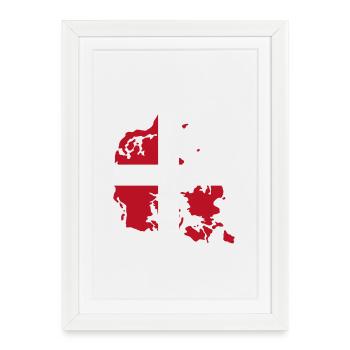Denmark Flag Map - Framed poster (27 × 37 cm) - white - Front