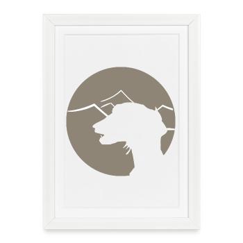 Lévrier arabe - silhouette de saluki en cercle - Affiche encadrée (27 × 37 cm) - blanc - Devant