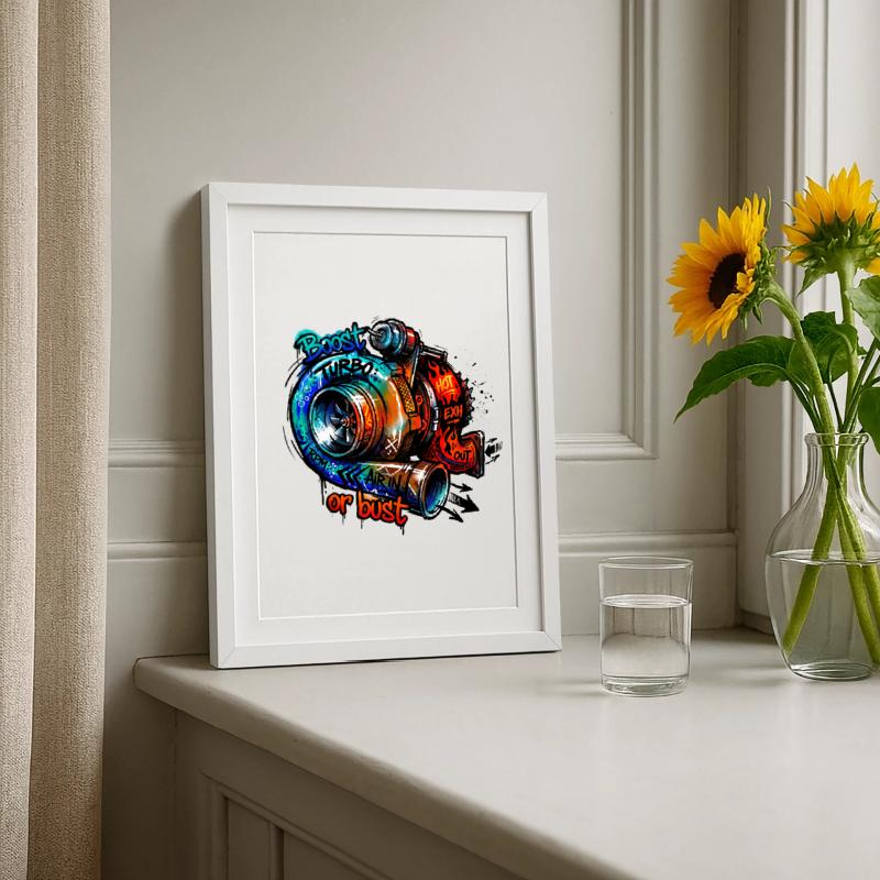 Turbo-Boost oder Bust Gerahmtes Poster (27 × 37 cm)