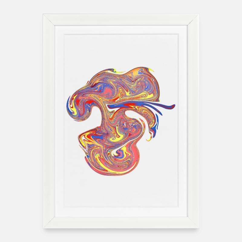 Psychedelische Marmor-Wirbel - Gerahmtes Poster (27 × 37 cm) - Weiß