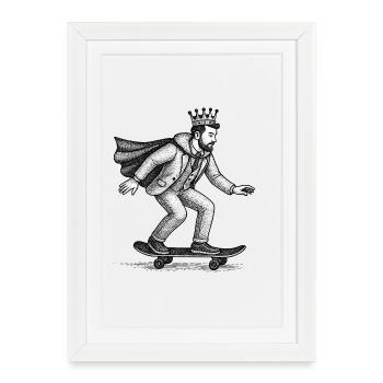 Crowned Skater King - Framed poster (27 × 37 cm) - white - Front