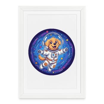Space dog in astronaut suit - Framed poster (27 × 37 cm) - white - Front