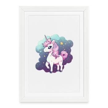 Licorne pastel - Affiche encadrée (27 × 37 cm) - blanc - Devant