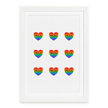 LGBT Pride rainbow hearts - Gay Pride - Framed poster (27 × 37 cm) - white - Front