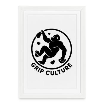 Grip Culture Gorilla : logo minimaliste de Boulder - Affiche encadrée (27 × 37 cm) - blanc - Devant