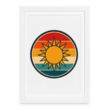 Sun Retro Badge Style Vintage Graphisme - Affiche encadrée (27 × 37 cm) - blanc - Devant