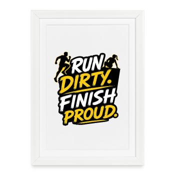 Design de coureur OCR Run Dirty Finish Proud - Affiche encadrée (27 × 37 cm) - blanc - Devant
