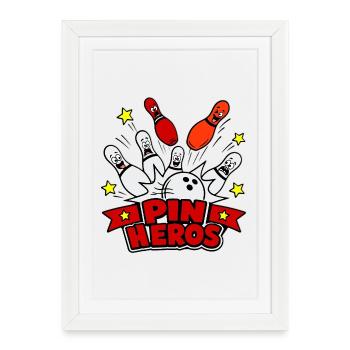 Pin Heroes Cartoon Bowling - Framed poster (27 × 37 cm) - white - Front