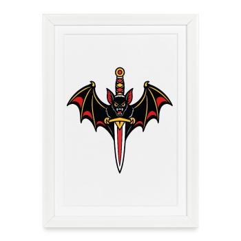 Bat dagger style tattoo dark - Framed poster (27 × 37 cm) - white - Front