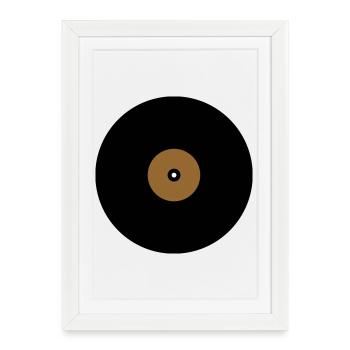 Base de boîte de texte en cercle de disque vinyle - Affiche encadrée (27 × 37 cm) - blanc - Devant