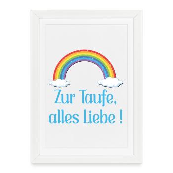 Baby Taufe Glückwünsche - Gerahmtes Poster (27 × 37 cm) - Weiß - Vorne
