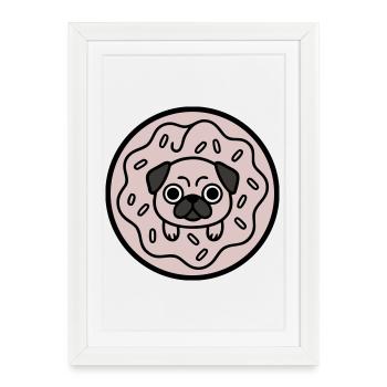 Pug Dog Donut Candy - Framed poster (27 × 37 cm) - white - Front