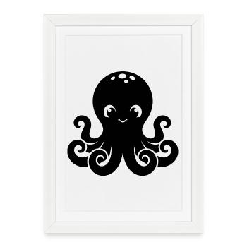 Design Petit Poulpe Mignon - Affiche encadrée (27 × 37 cm) - blanc - Devant