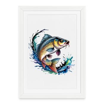 Carp fishing - Framed poster (27 × 37 cm) - white - Front