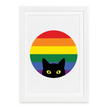 Pride Month LGBT - Peeking Cat - Framed poster (27 × 37 cm) - white - Front