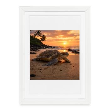 Sunset sea turtle - Framed poster (27 × 37 cm) - white - Front