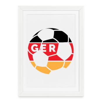 Conception du ballon de ventilateur de football GER - Affiche encadrée (27 × 37 cm) - blanc - Devant