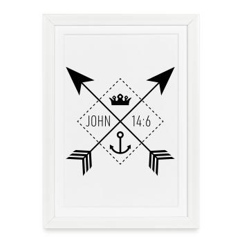 Signe Jean 14:6 - Affiche encadrée (27 × 37 cm) - blanc - Devant