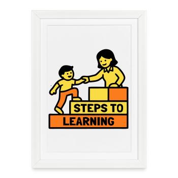 Logo Étapes pour apprendre l’école - Affiche encadrée (27 × 37 cm) - blanc - Devant