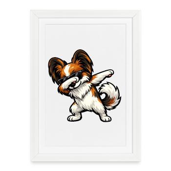 Chien Papillon - Affiche encadrée (27 × 37 cm) - blanc - Devant